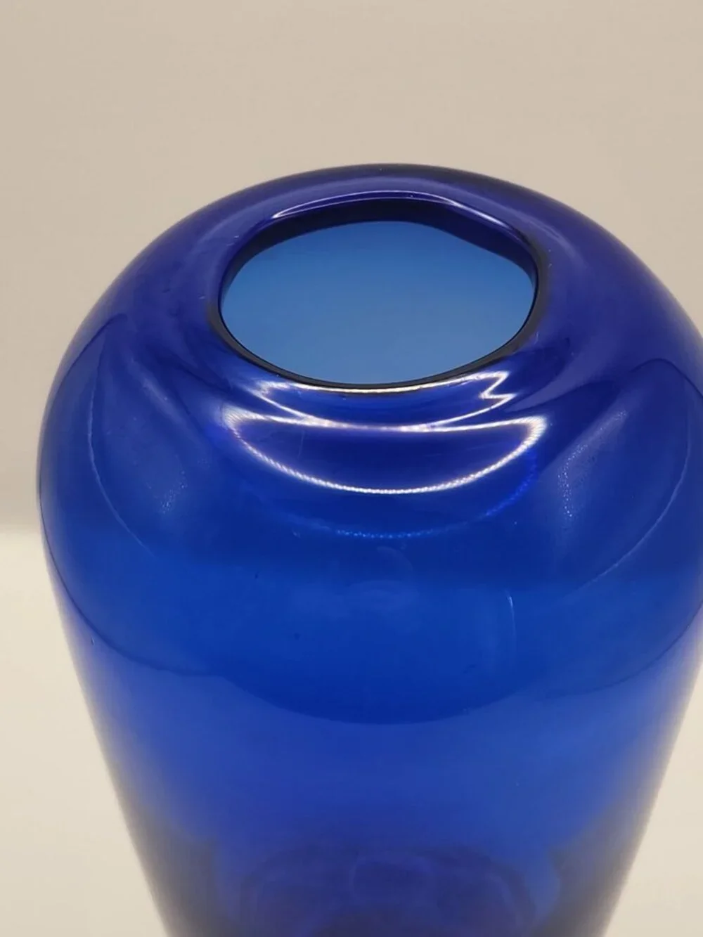 Vintage Cobalt Blue Blown Gorgeous Label Glass Vase • Blue Decor • Vintage Vases